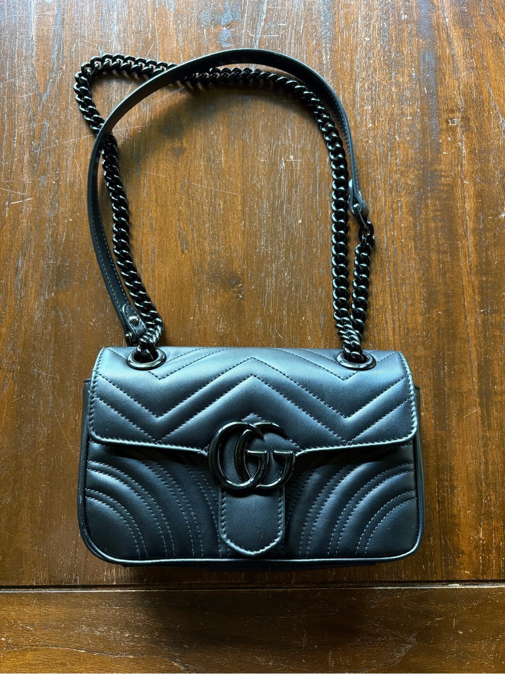 Gucci GG Marmont Mini Blackout - Full Set (Box, Dustbag, receipt Gucci 2023)